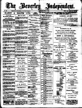 cover page of Beverley Independent published on April 1, 1905