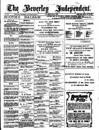 cover page of Beverley Independent published on May 22, 1909