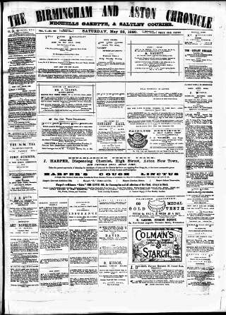 cover page of Birmingham & Aston Chronicle published on May 22, 1880