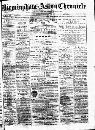 cover page of Birmingham & Aston Chronicle published on December 13, 1884