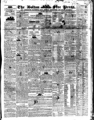 cover page of Bolton Free Press published on May 22, 1841