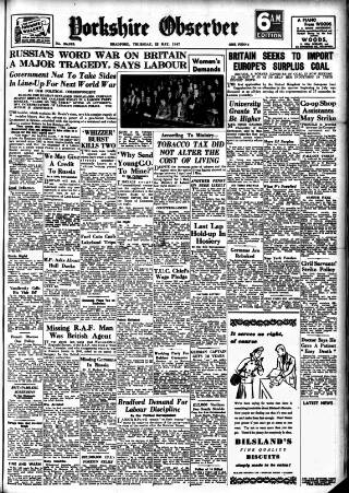 cover page of Bradford Observer published on May 22, 1947