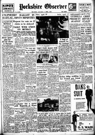 cover page of Bradford Observer published on April 1, 1950