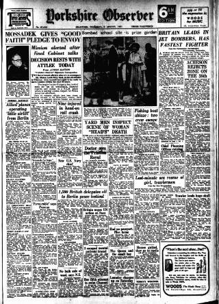 cover page of Bradford Observer published on August 2, 1951