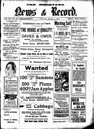 cover page of Bromyard News published on August 2, 1917