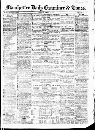 cover page of Manchester Daily Examiner & Times published on April 1, 1856