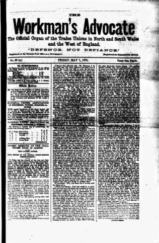 cover page of Workman's Advocate (Merthyr Tydfil) published on May 7, 1875