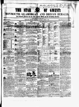 cover page of Star of Gwent published on April 1, 1854