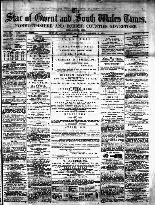 cover page of Star of Gwent published on November 2, 1872