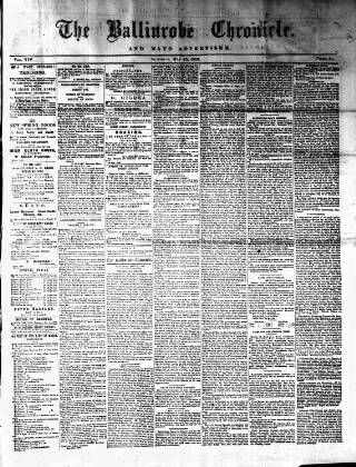 cover page of Ballinrobe Chronicle and Mayo Advertiser published on May 22, 1880