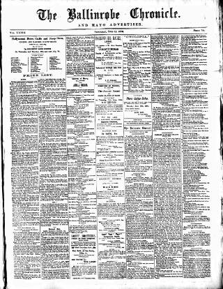 cover page of Ballinrobe Chronicle and Mayo Advertiser published on June 13, 1896