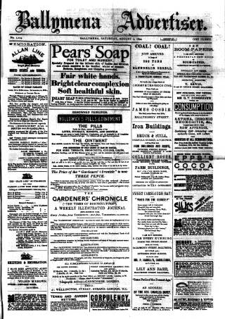 cover page of Ballymena Advertiser published on August 2, 1890