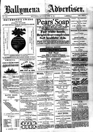 cover page of Ballymena Advertiser published on June 13, 1891