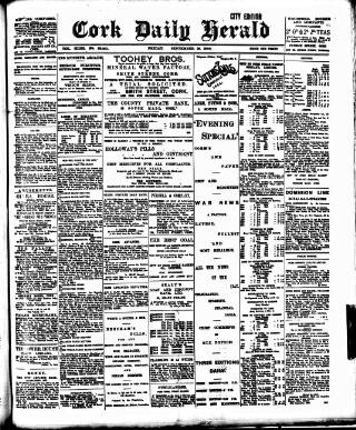 cover page of Cork Daily Herald published on September 28, 1900