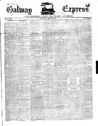 cover page of Galway Express published on June 13, 1857