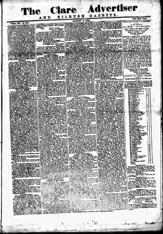 cover page of Clare Advertiser and Kilrush Gazette published on August 2, 1879