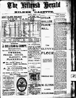cover page of Kilrush Herald and Kilkee Gazette published on August 2, 1918