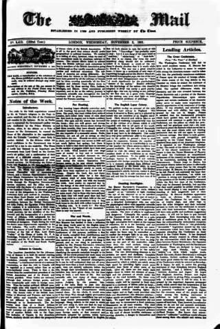 cover page of Evening Mail published on November 2, 1921