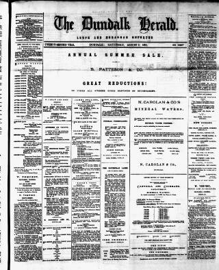 cover page of Dundalk Herald published on August 2, 1890