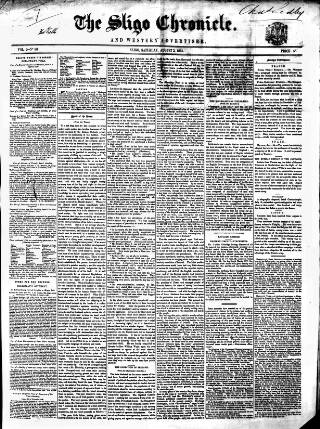 cover page of Sligo Chronicle published on August 2, 1851