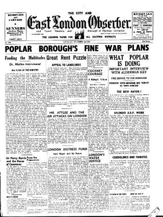 cover page of East London Observer published on November 2, 1940