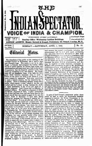 cover page of Voice of India published on April 1, 1905