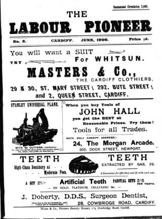 cover page of Labour Pioneer (Cardiff) published on June 1, 1900