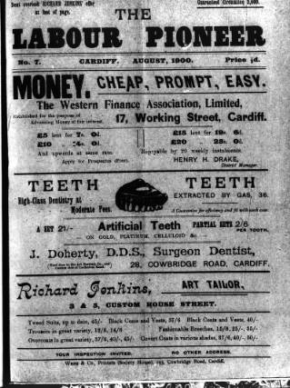 cover page of Labour Pioneer (Cardiff) published on August 1, 1900