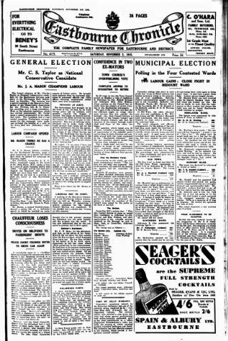 cover page of Eastbourne Chronicle published on November 2, 1935