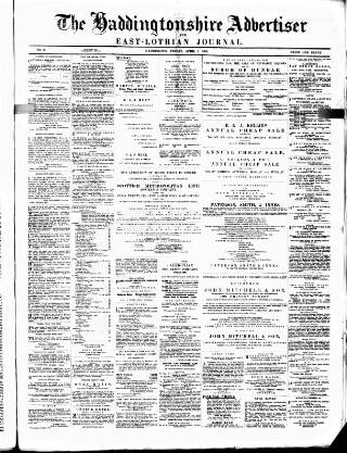cover page of Haddingtonshire Advertiser and East-Lothian Journal published on April 1, 1881
