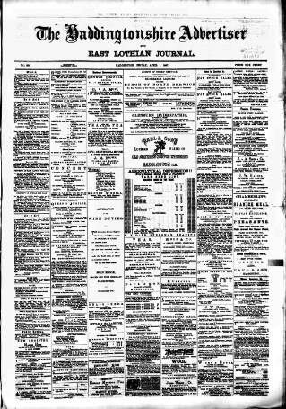 cover page of Haddingtonshire Advertiser and East-Lothian Journal published on April 1, 1887