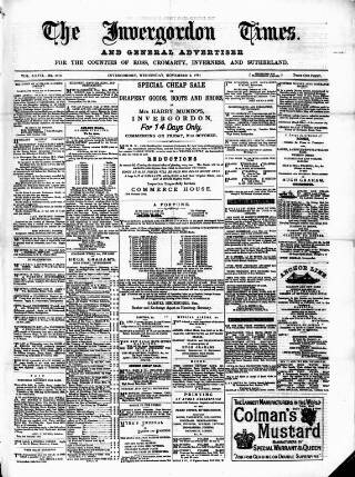 cover page of Invergordon Times and General Advertiser published on November 2, 1881