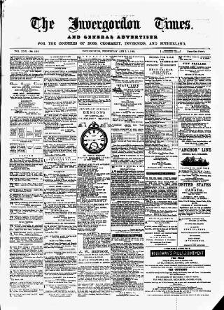 cover page of Invergordon Times and General Advertiser published on April 1, 1885