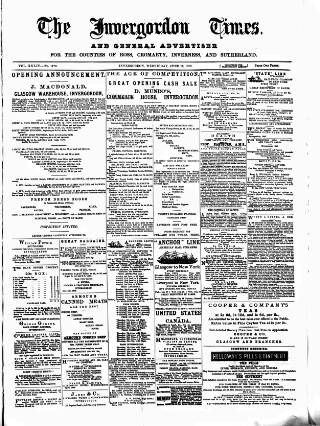 cover page of Invergordon Times and General Advertiser published on June 13, 1888