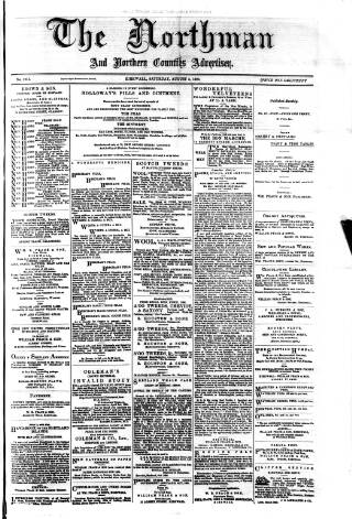 cover page of Northman and Northern Counties Advertiser published on August 2, 1890