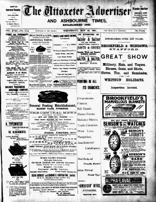cover page of Uttoxeter Advertiser and Ashbourne Times published on May 22, 1901