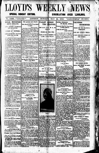 cover page of Lloyd's Weekly Newspaper published on May 22, 1910