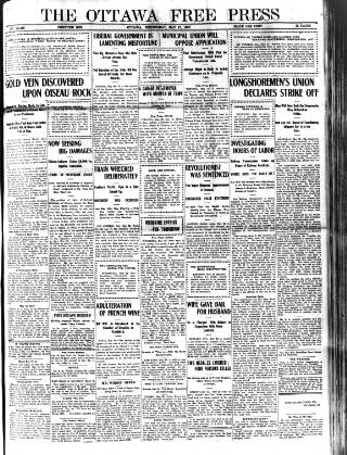 cover page of Ottawa Free Press published on May 22, 1907