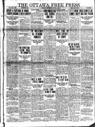cover page of Ottawa Free Press published on April 1, 1909