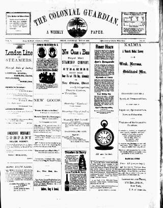 cover page of Colonial Guardian (Belize) published on May 22, 1886