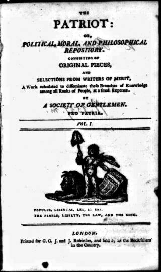 cover page of Patriot 1792 published on April 3, 1792