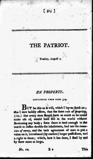 cover page of Patriot 1792 published on August 7, 1792