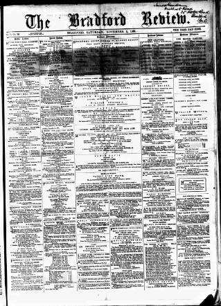 cover page of Bradford Review published on November 2, 1861