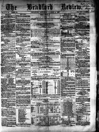 cover page of Bradford Review published on August 2, 1862