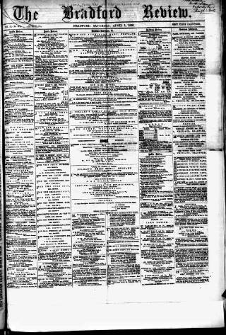 cover page of Bradford Review published on April 1, 1865