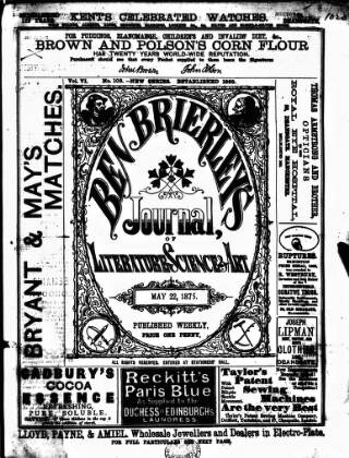 cover page of Ben Brierley's Journal published on May 22, 1875