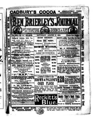 cover page of Ben Brierley's Journal published on August 2, 1890