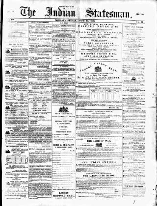 cover page of Indian Statesman published on June 13, 1873