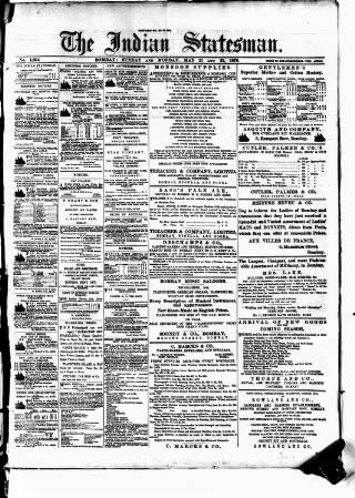 cover page of Indian Statesman published on May 22, 1876