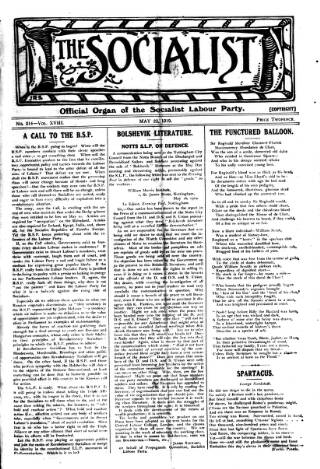cover page of Socialist (Edinburgh) published on May 22, 1919